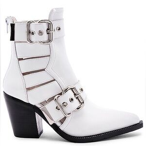ARIDER GIRL White Buckle Ankle Boots